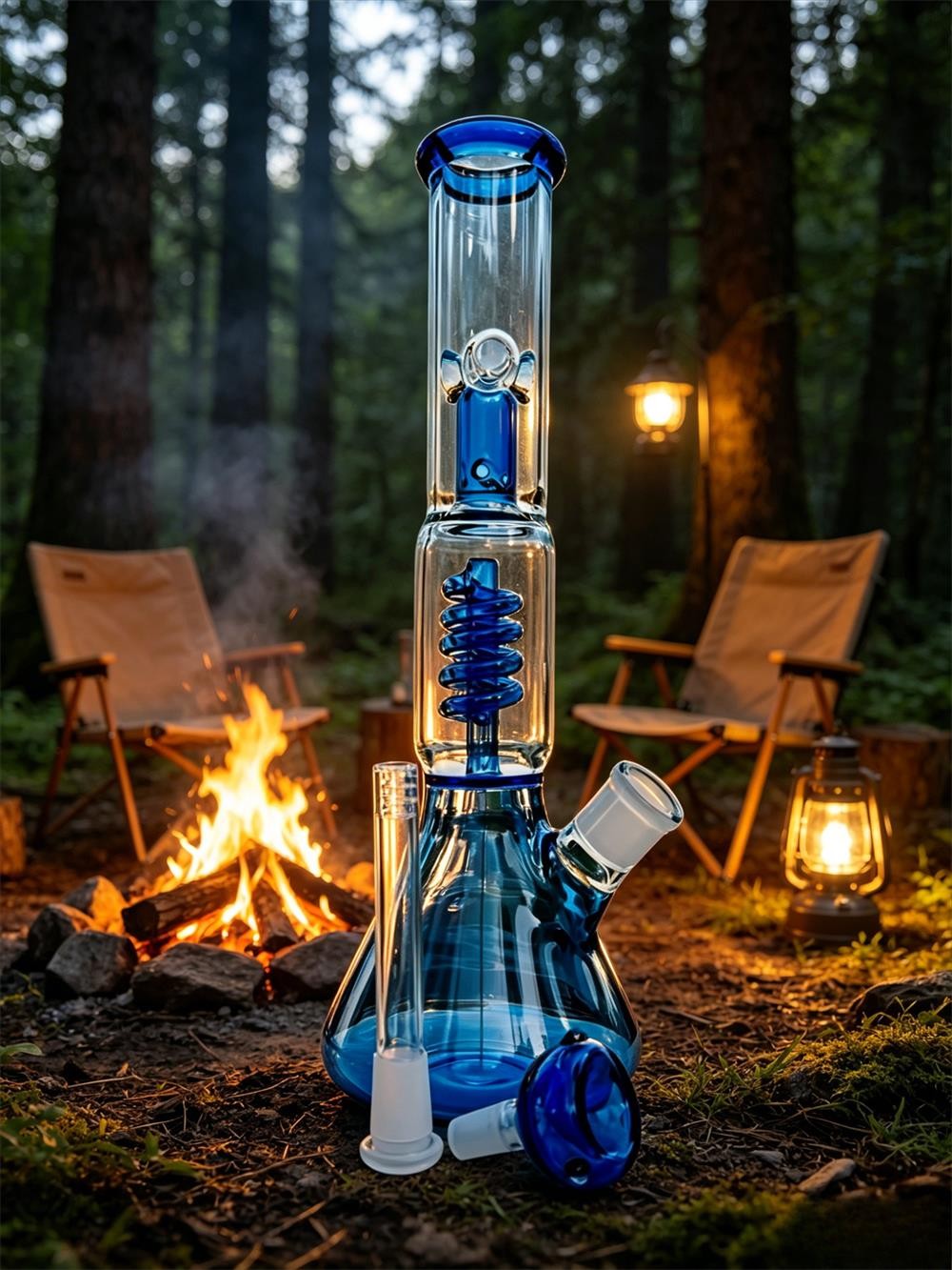 13 inch Blue Glass Heavy Bong Hookah Water Pipe Heavy Beaker 14mm Bowl