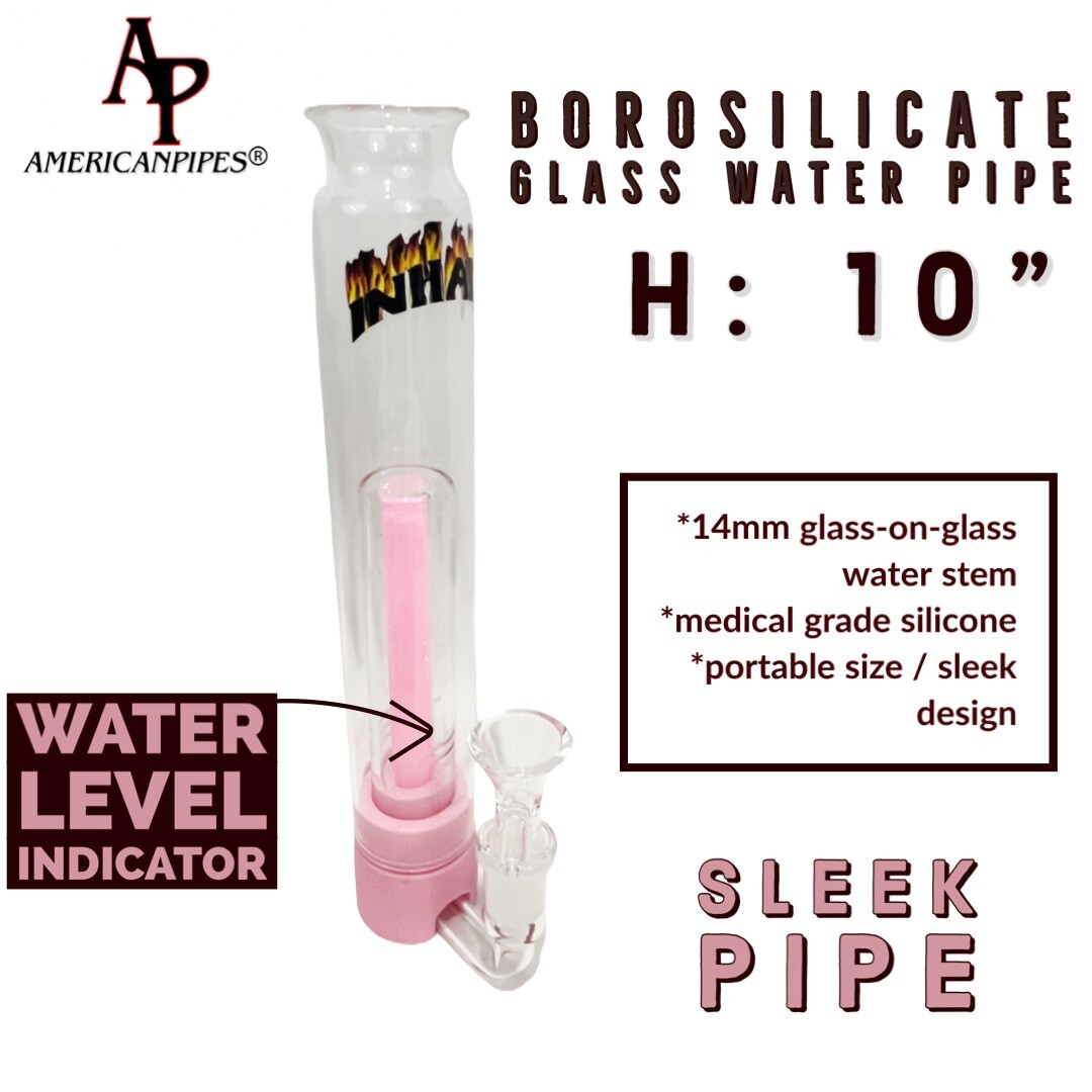 Inhale®️ 10 » Pink Portable Borosilicate Glass Tobacco WaterPipe Glass On Glass