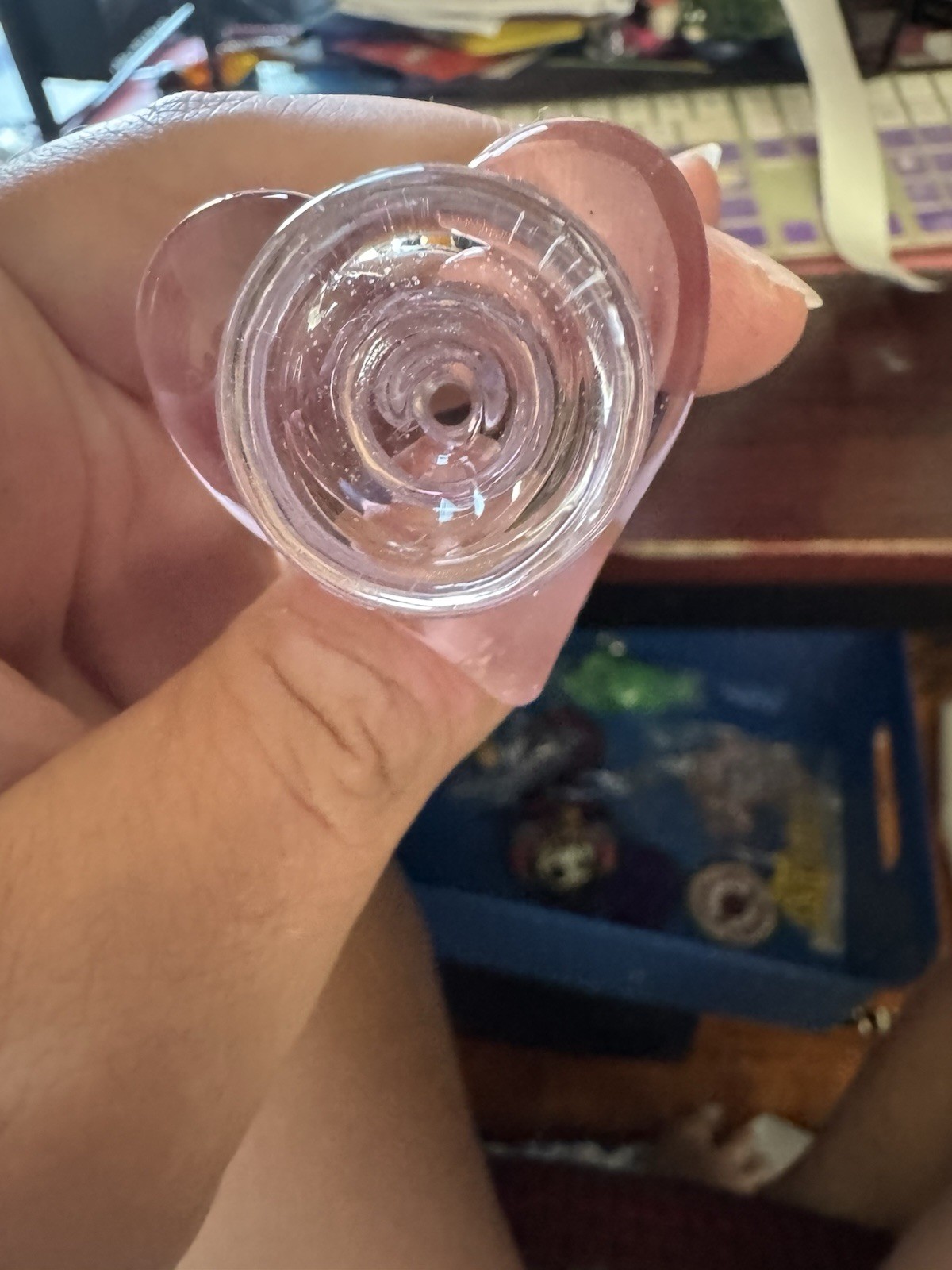 18mm Slide Bowl For Bong Pink HEART LOVE 18mm Bowl Girly Cute