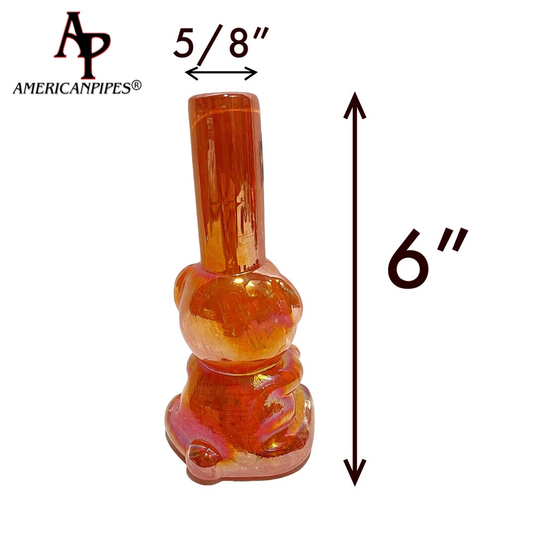 6” Teddy Bear Water Pipe/ Heavy Soft glass Pipes By INHALE & AmericanPipes