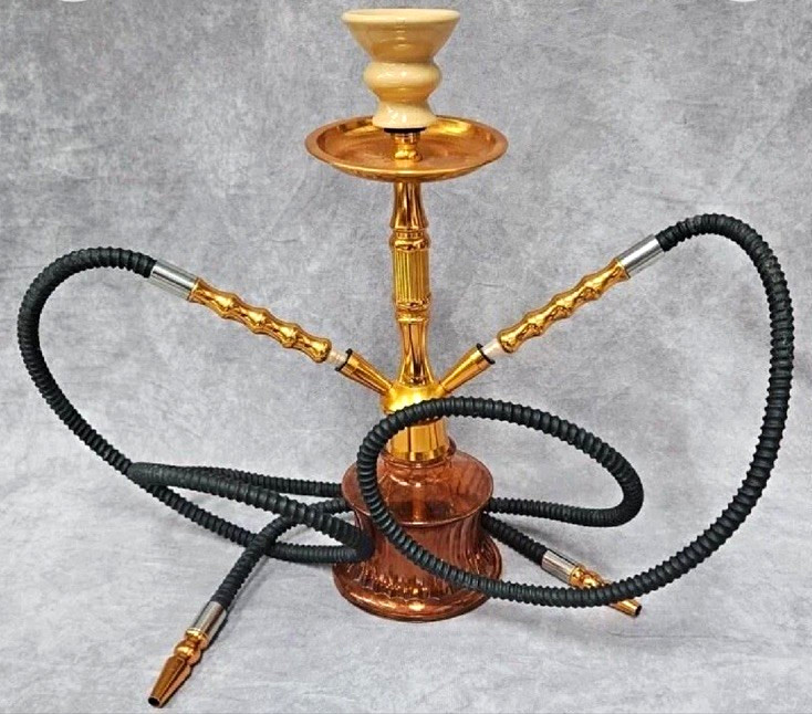 17&Prime; Glass & Brass Hookah with Hoses