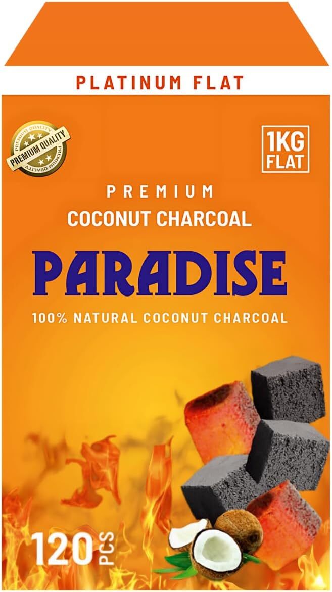 Premium Coconut Charcoal 120 Flat Coals, 1Kg -100% Natural 120- cubes