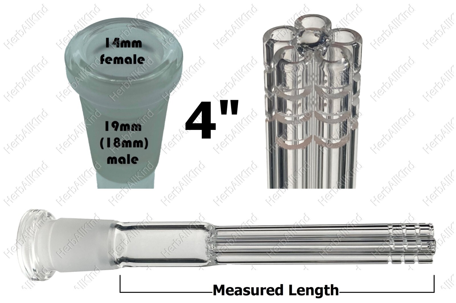 4&Prime; Glass Downstem 5-Arm Tree Barrel Tube 15-Cut 19mm (18mm) to 14mm