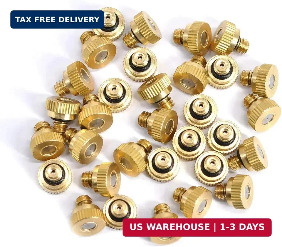50Pcs Brass Mister Nozzles, 0.012&Prime; Misting Tips for Outdoor Cooling | 0.3mm Orif