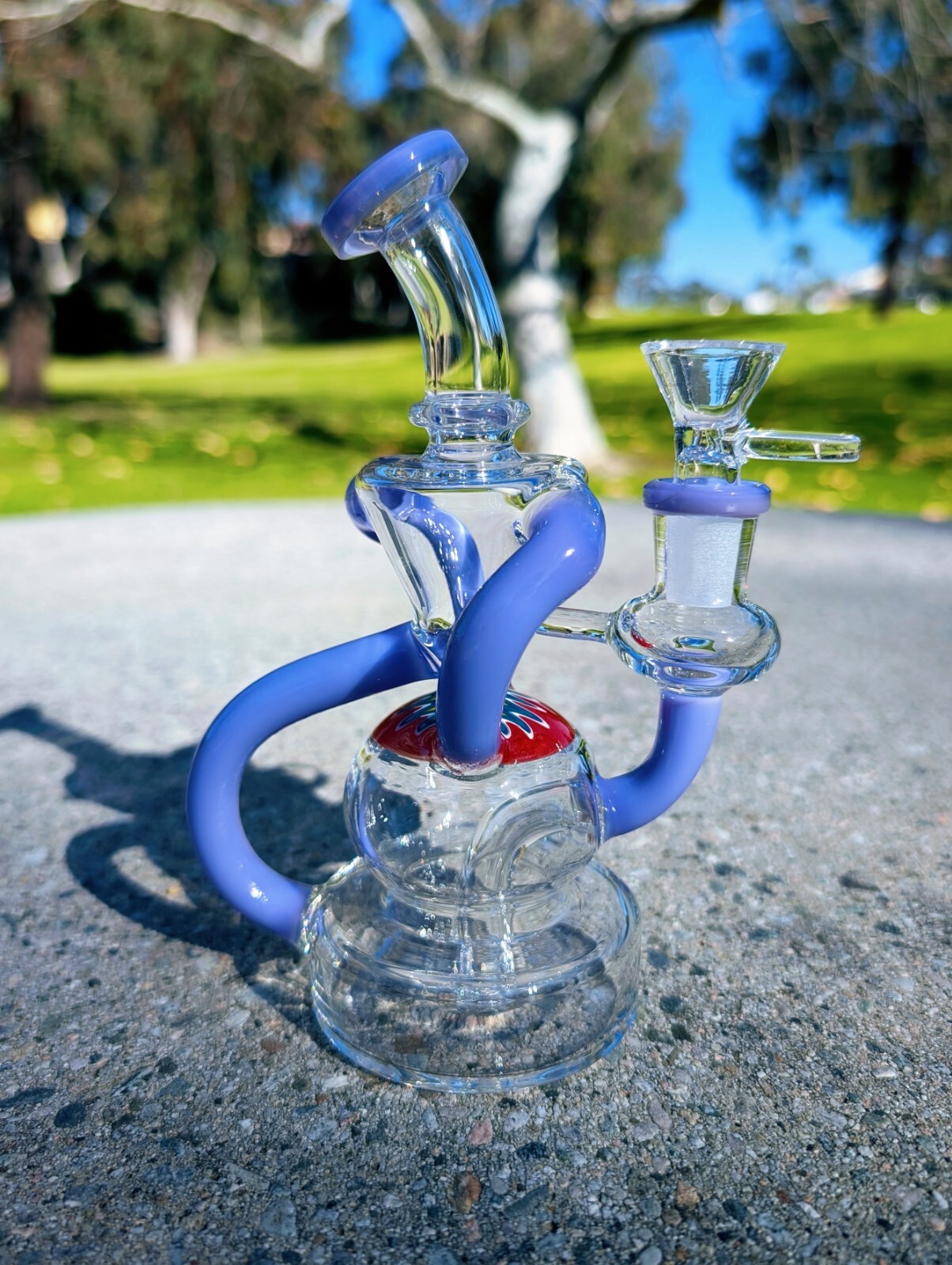 6.5&Prime; Plum Wig Wag Klein Recycler Tobacco Smoking Water Pipe Hookah Bubbler Bong