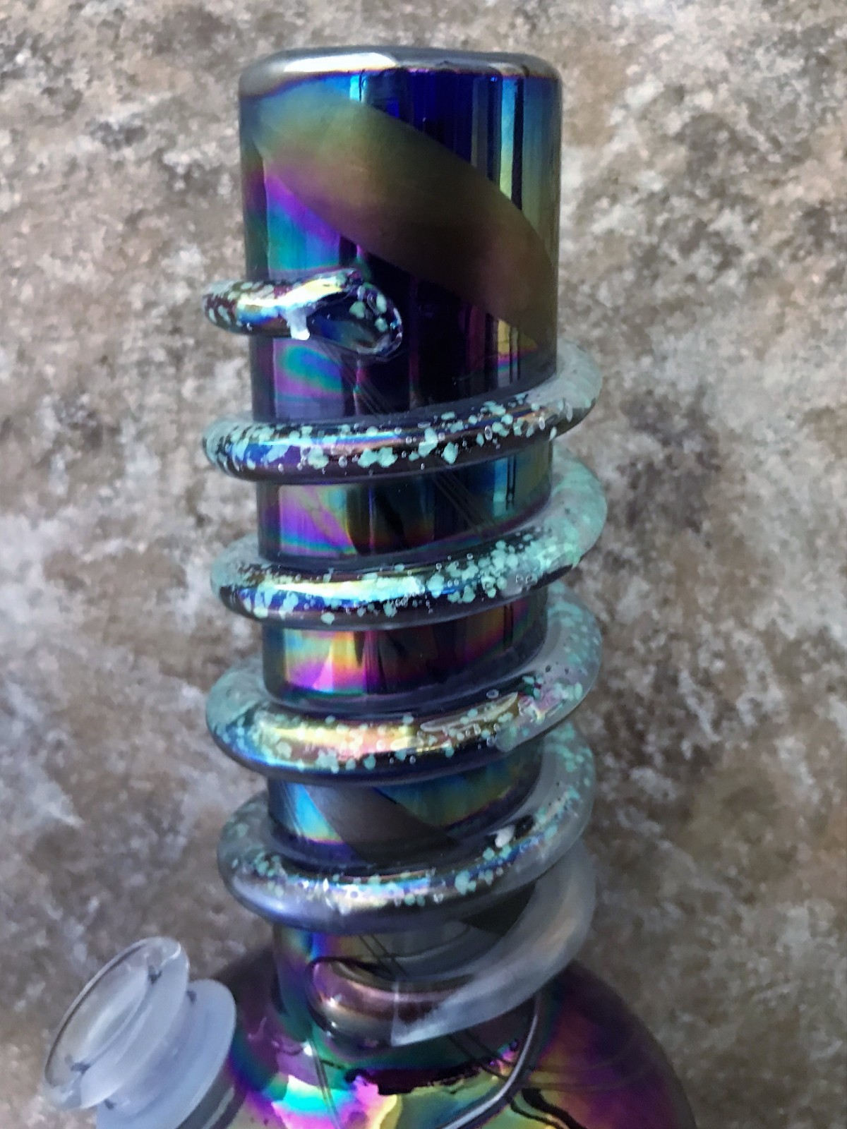 8&Prime; Soft Glass Bong, Glow in the Dark + Blue Diamond Bowl