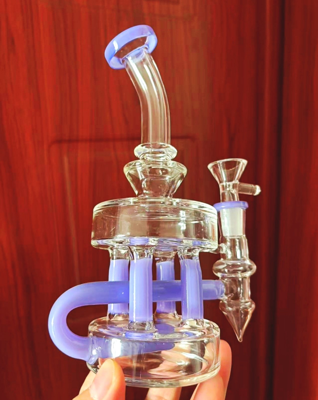 Purple Multiple Recycler rig Matrix glass Water Pipe bong Hookah Smoking 7.8&Prime;