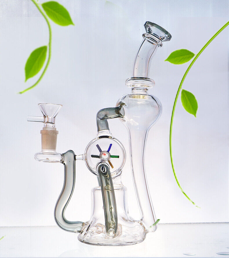 9inch Glass Windmill Spin Bong Quality Tobacco Smoking Water Pipe Hookah Bubbler