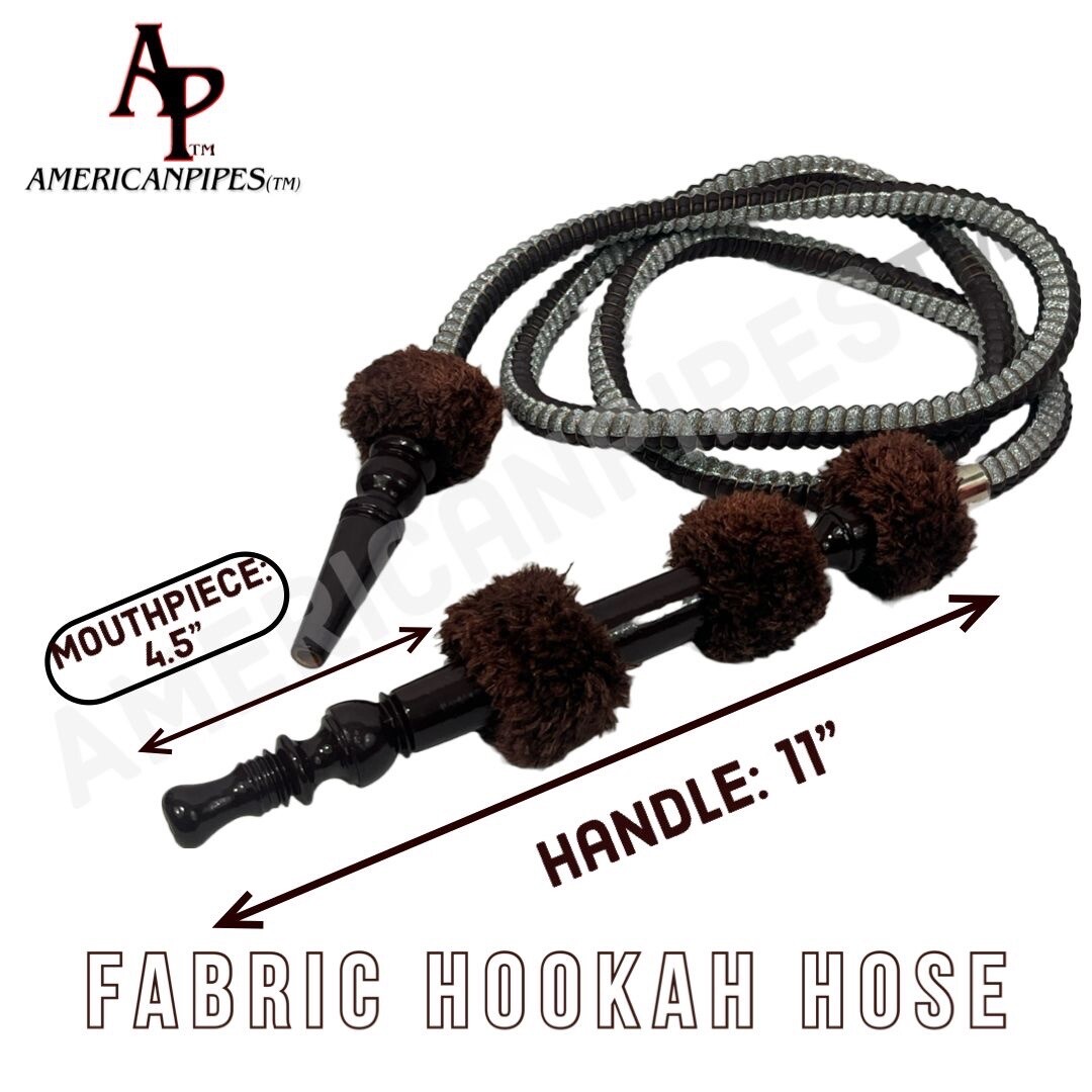 72 Inches Long Egyptian Style Hookah Hose With A Large Wooden Handle & Grommet