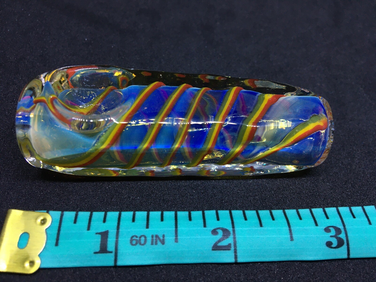 BLOWN GLASS 3” HAND PIPE RASTA USA HEAVY SQUARE TUBE XC22 CIG BLOCK TOBACCO BOWL