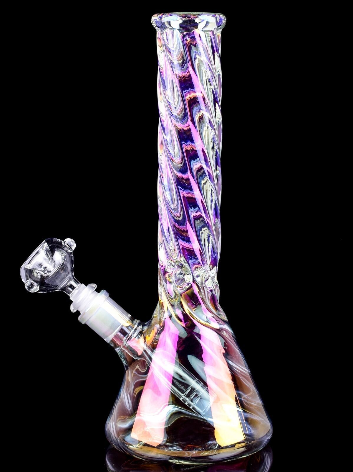 12&Prime; THICK Glass BONG Iridescent Beaker Water Pipe Helix GIRLY Hookah USA Stock
