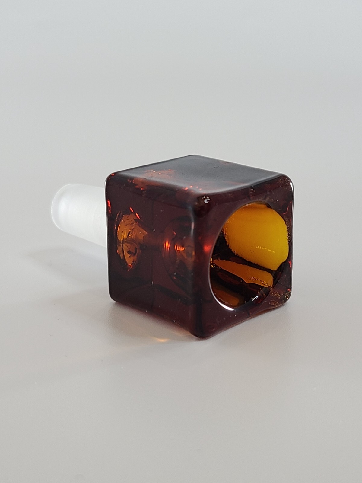 14MM Amber Cube Bowl Quality Glass Water Pipe Bong Hookah Replacement