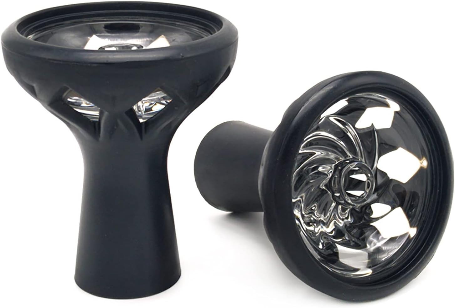 Silicone Hookah Bowl with Hurricane Crystal Glass Core (BLACK) « FREE SHIPPING »