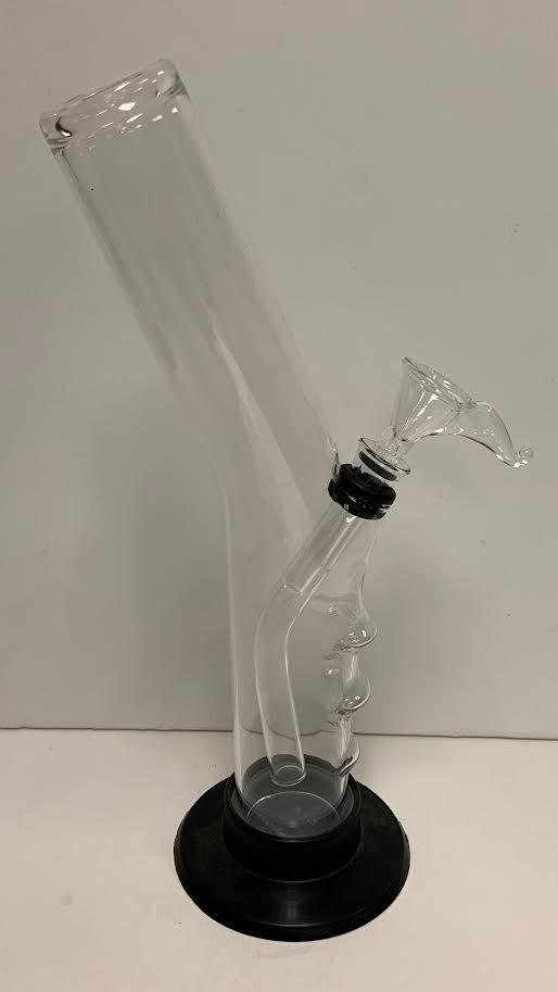10&Prime; BENT HANDGRIP NORMAL WALL GLASS WATER PIPE GLASS ON GLASS PULL CARB 1.5&Prime;M