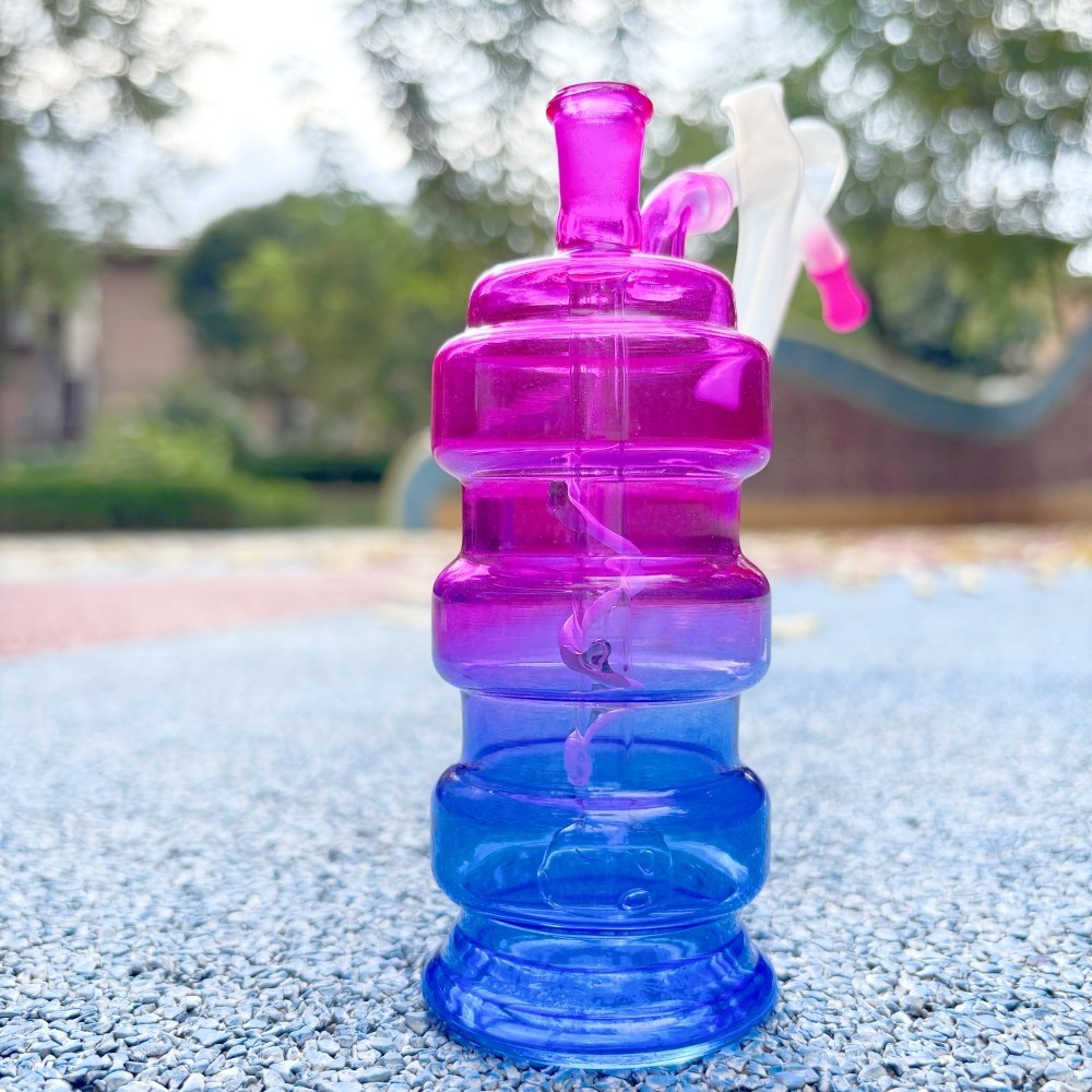 4.7&Prime; Portable Colorful Glass Bong Smoking Water Pipe Hookah Bubber W/TOOL BOX