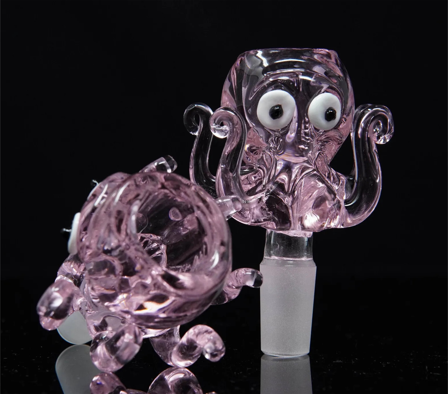 x2 Packs 14mm Thick Glass Octopus Bong Bowl Head Pink