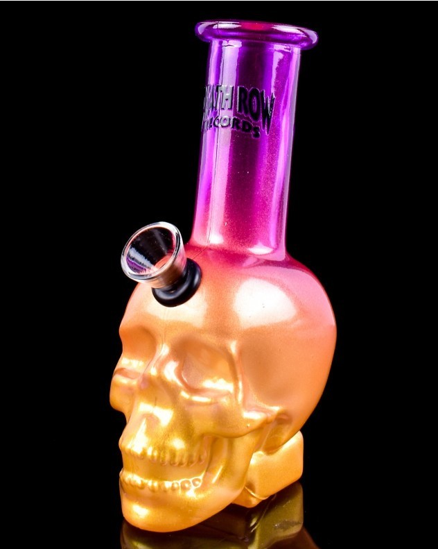 Water Pipe Bong DEATH ROW RECORDS Skull Bubbler 6” Inch Hookah – Black & Silver