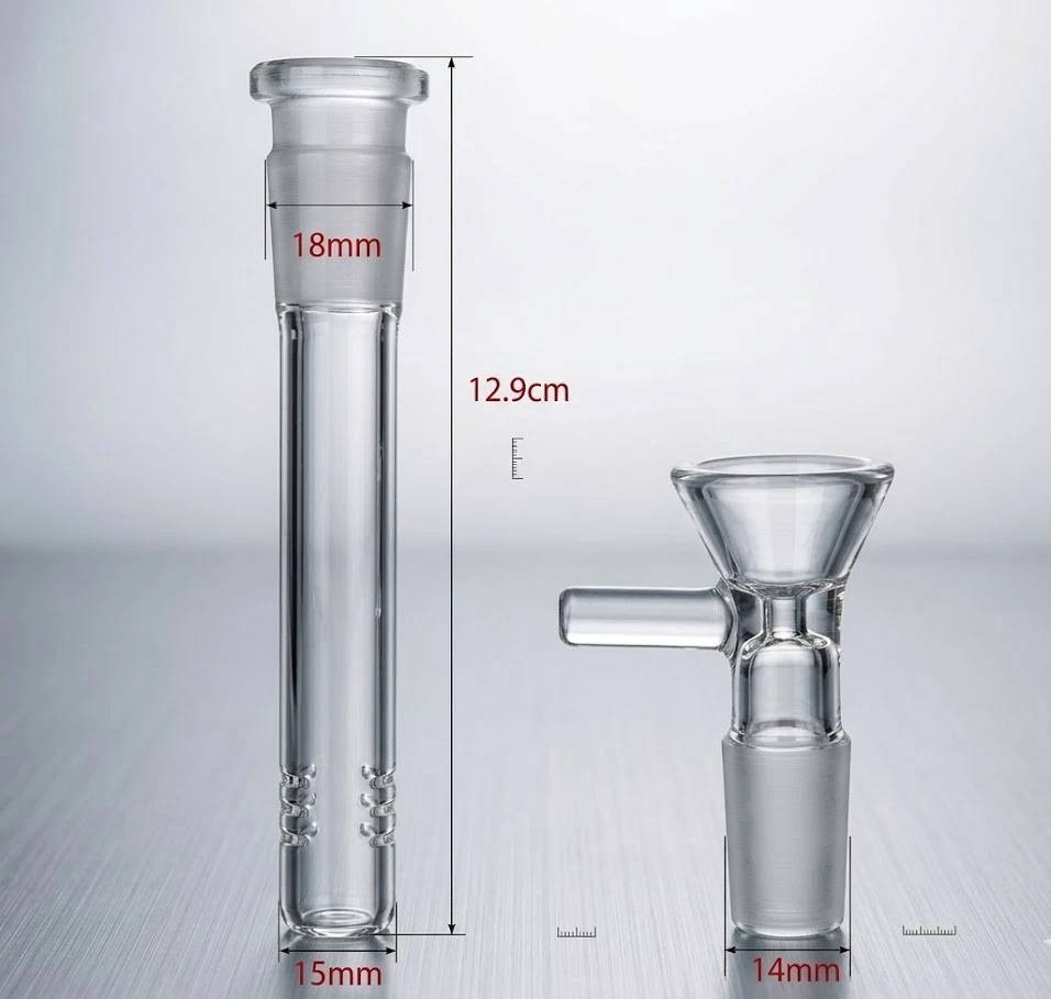 2-Pack 4.3 » 14mm Glass Downstem and 14mm Male Bowl Piece for Glass Bong