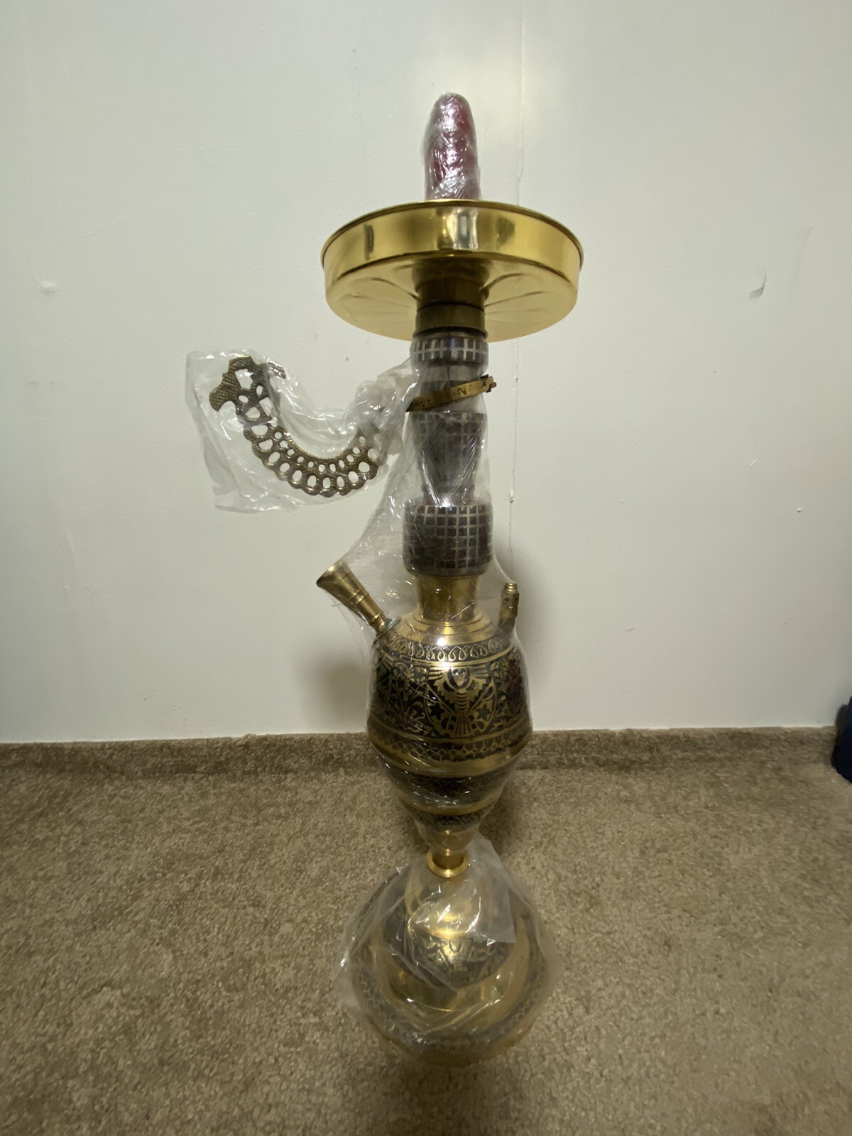 Gold hookah shisha set copper sealed with candle inside For Better Taste.