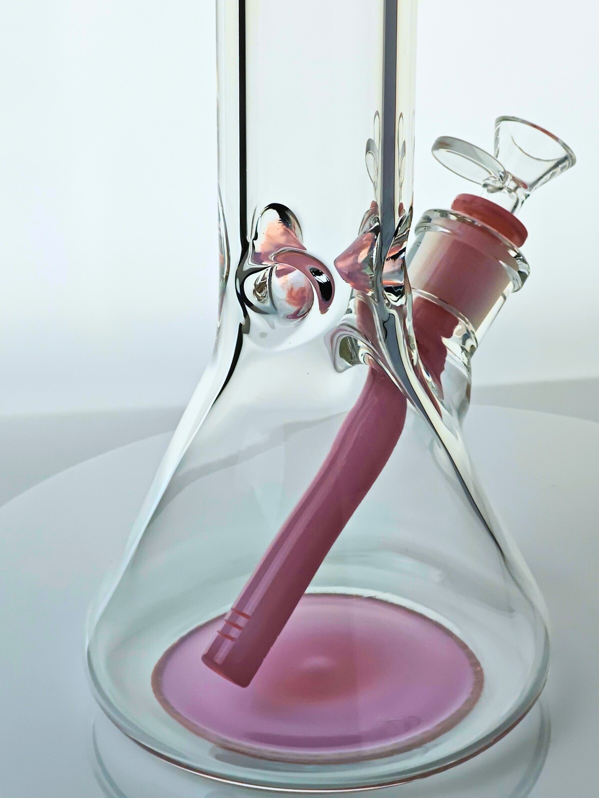 9mm Thick Glass Bong, 12 Inches Tall, Ice Pinch, Diffuser & Bowl – Pink