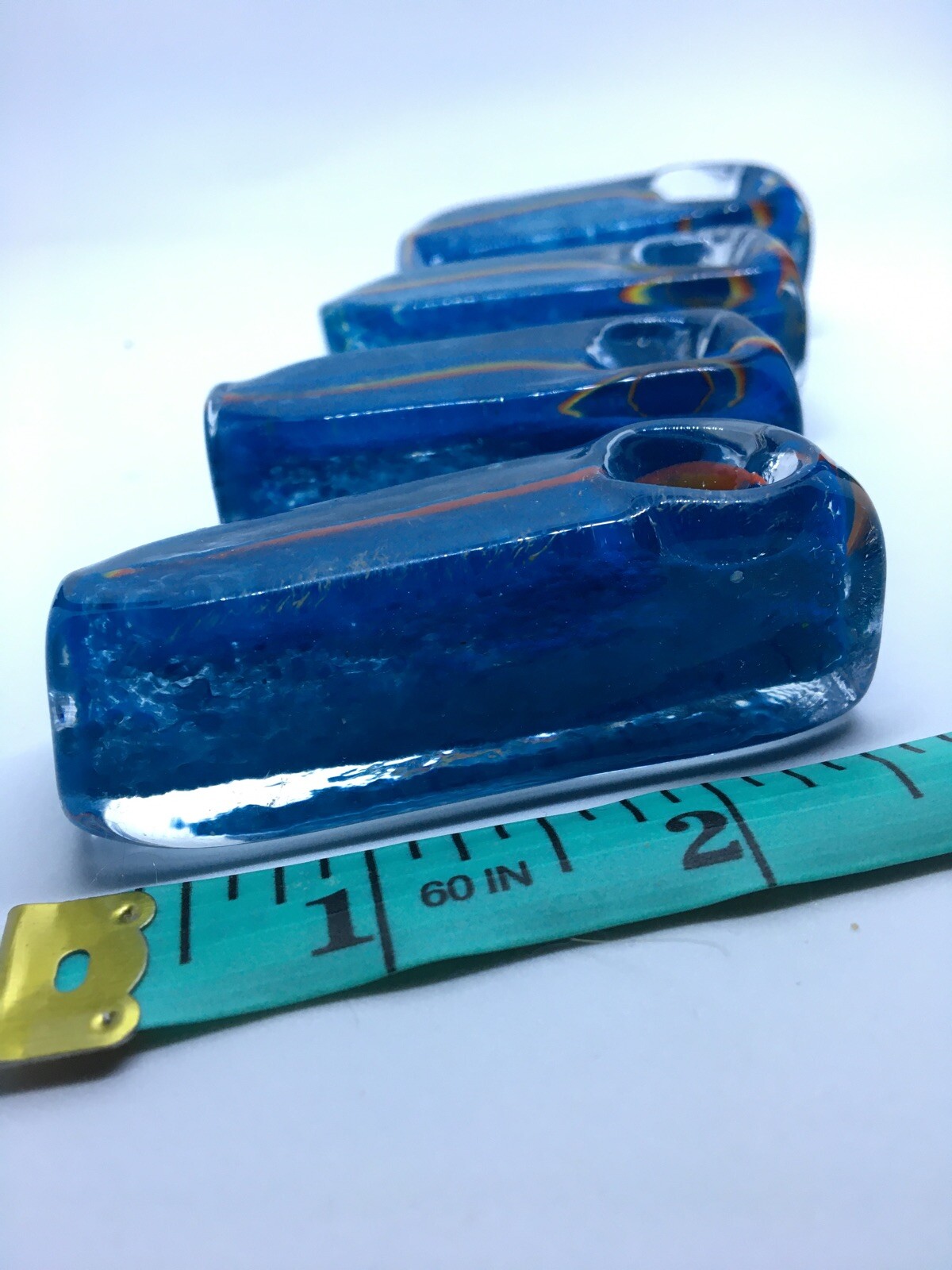 CIG PACK SQUARE POCKET HEAVY MINI USA HAND PIPE 3” CUBE TUBE BLOWN GLASS TOBACCO