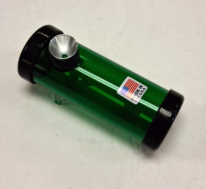 4&Prime; PLASTIC ROUND STEAMROLLER METAL BOWL TOBACCO SMOKE HANDPIPE GREEN 1.5&Prime;M