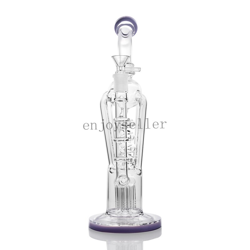 lavender Coil Recycler rig arms tree bong Glass Water pipe 13&Prime; Smoking smooth