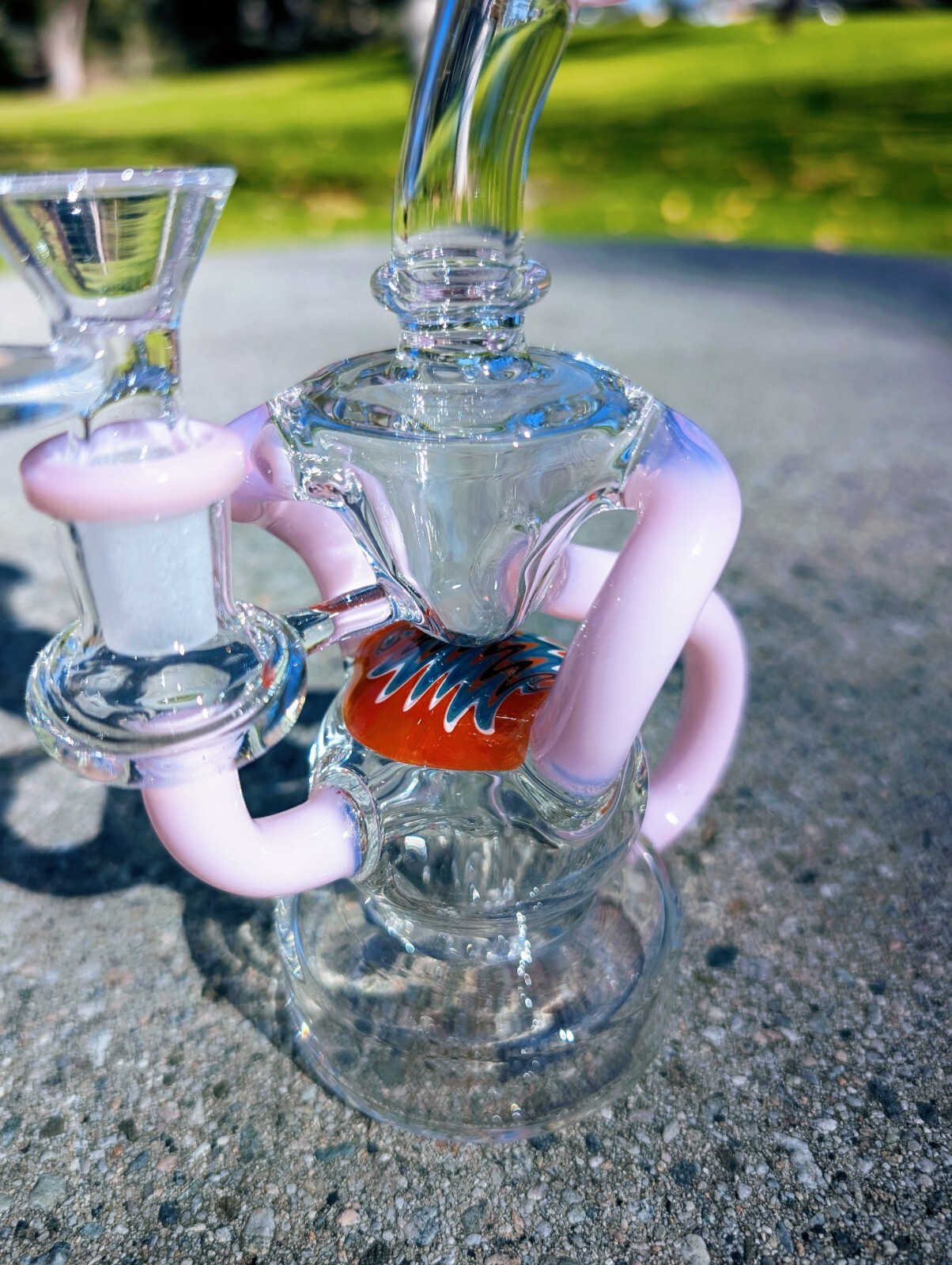 6.5&Prime; PInk Wig Wag Klein Recycler Tobacco Smoking Water Pipe Hookah Bubbler Bong