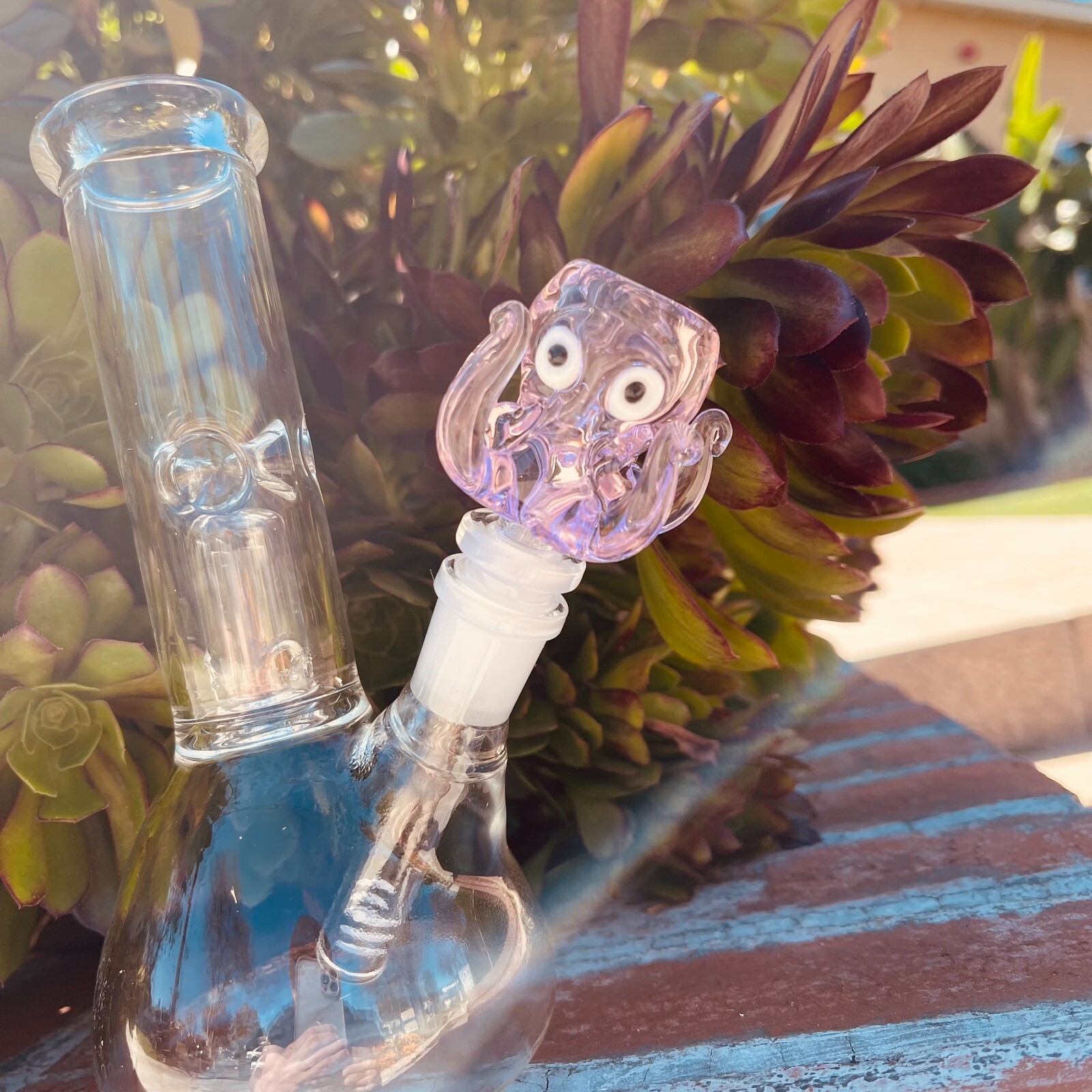 14mm Pink Thick Quality Glass Octopus Bong Bowl Head Piece Bong Bowl Holder