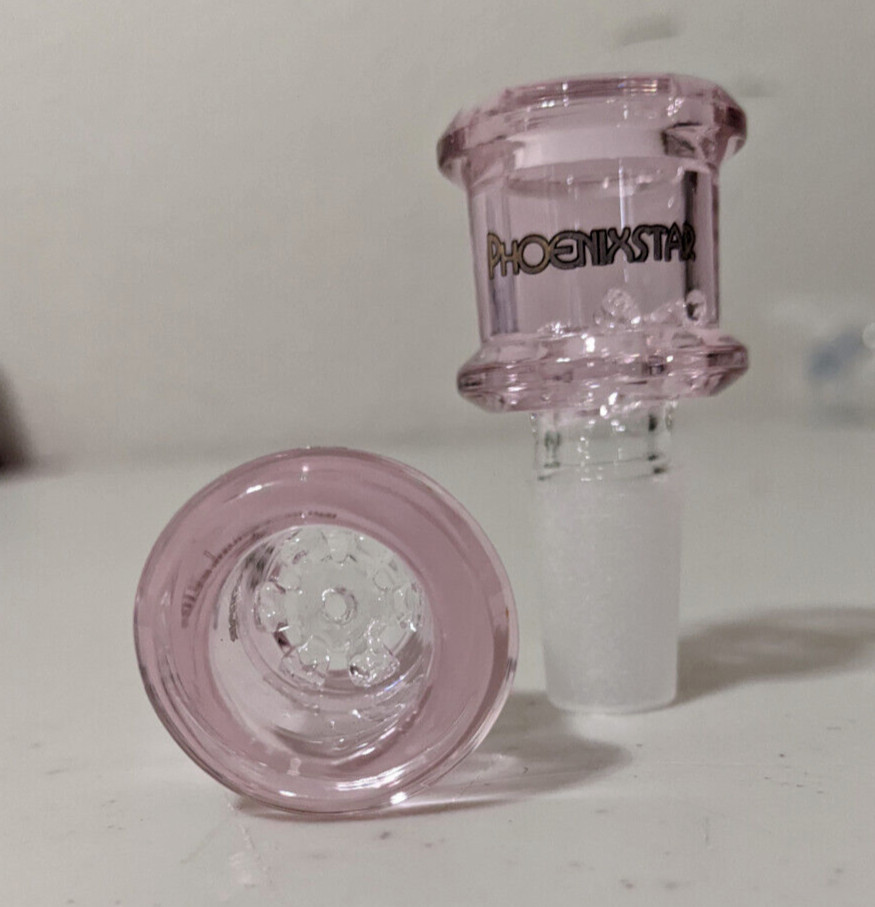 14mm Glass Thick Screen Slide BOWL Male for Water Pipe Bong (1 – ONE) Pink