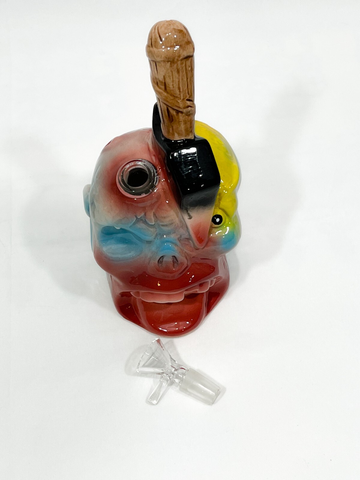 8.5&Prime; Ceramic Water Pipe – “PIRATE” Bubbler. With a glass-on-glass stem