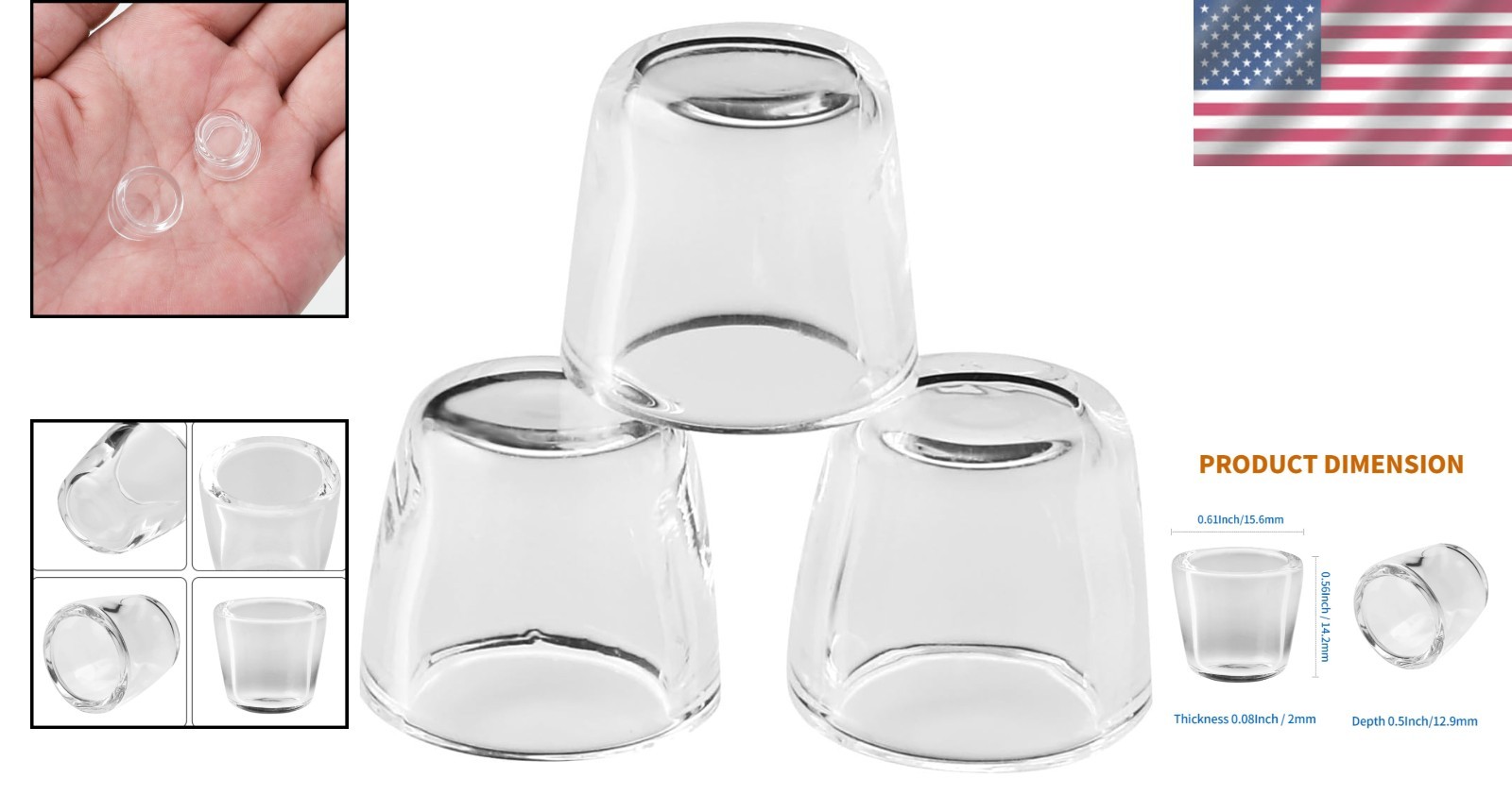 Quartz Inserts 3 Pack for Peak Accessory Bowl High-Temp Resistance Replacement