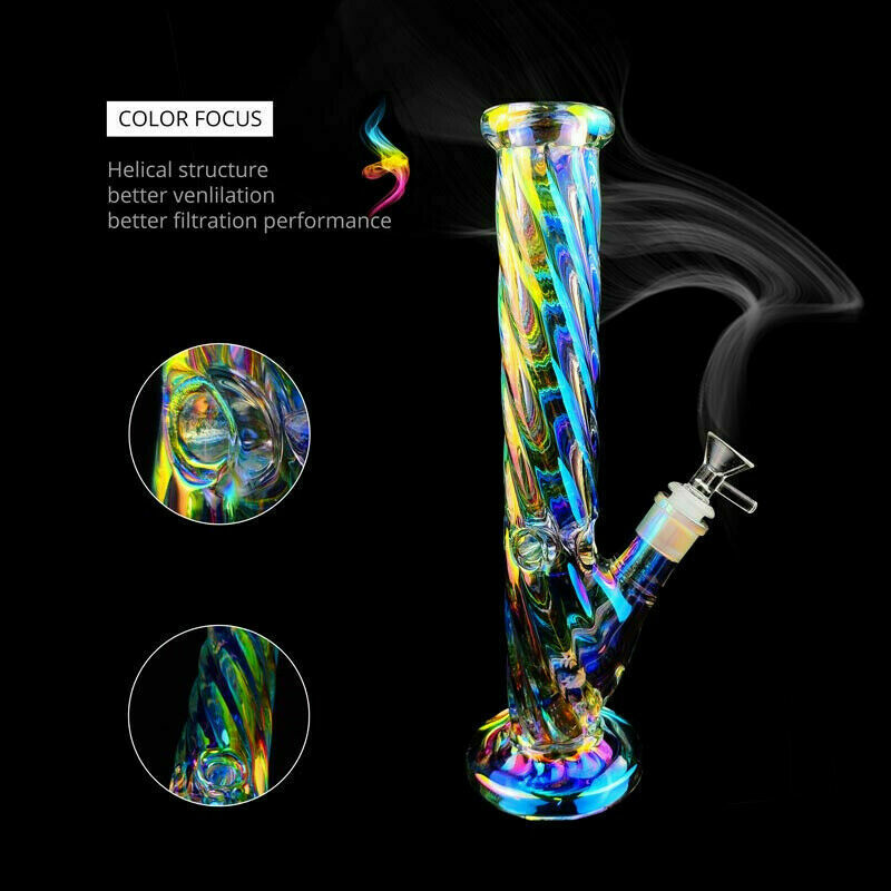 11 inch Colorful Spiral Shisha Tobacco Glass Bongs Glass Hookah Water Pipes
