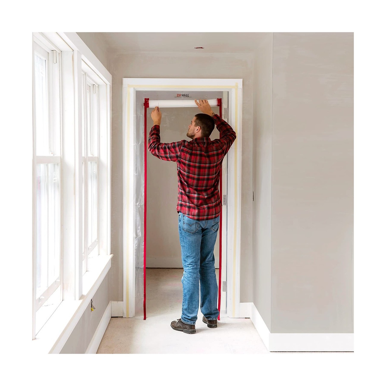 ZIPWALL ZipDoor ZDS Standard Dust Barrier Zipper Door Kit, 1 Pack, Red