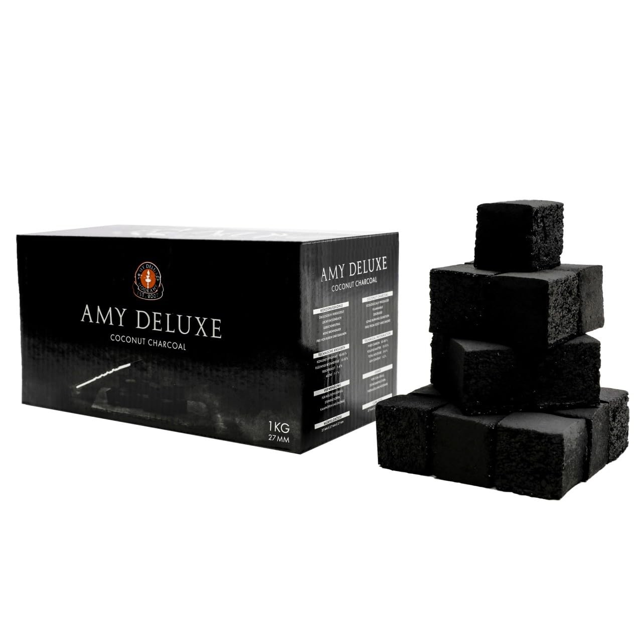 Amy Deluxe Natural Coconut Charcoal for Hookah Shisha (27mm 1kg)