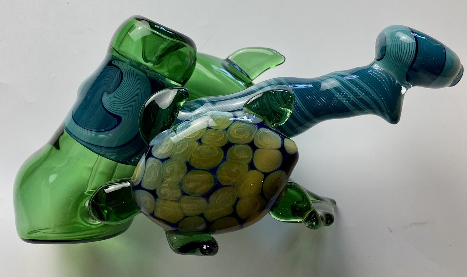 American Made Hammer Bubbler With Turtle & Dolphin, California Made By J. Grant