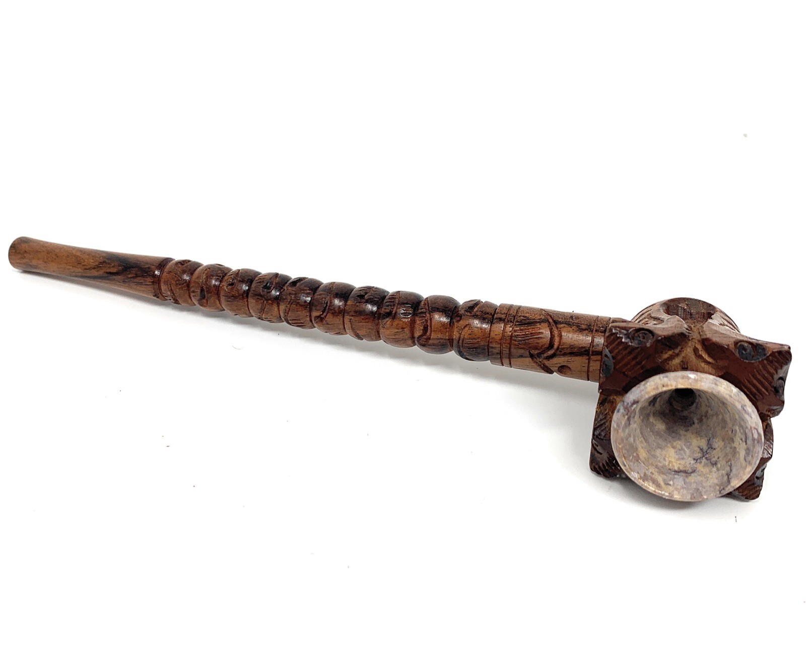 8 inch Snake stone wood Pipe Smoking Churchwarden ebony wood stone bowl pipe
