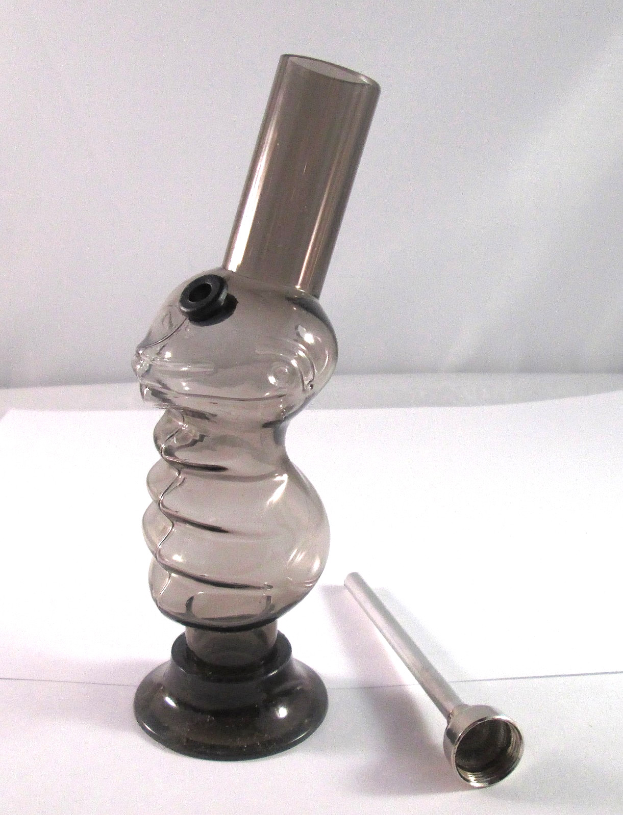 Acrylic Smoking Water Pipe Bubbler 6&Prime; Clear Black Smoke Gray Bong Tobacco