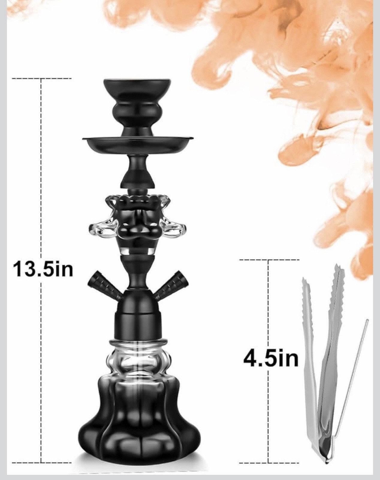 14” Hookah Set 2 Hose Hookah Set with Everything – Modern Shisha Hookah Glass