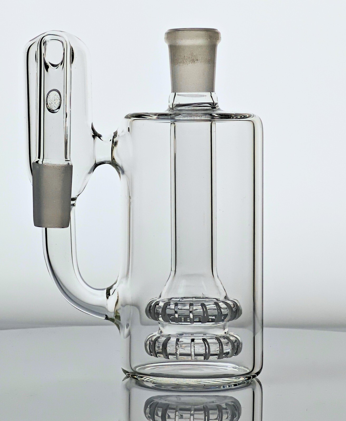 Wet Ash Catcher for Bongs – 5&Prime; Tall, For 14mm Bowls – 90°, Dual-Circular Perc