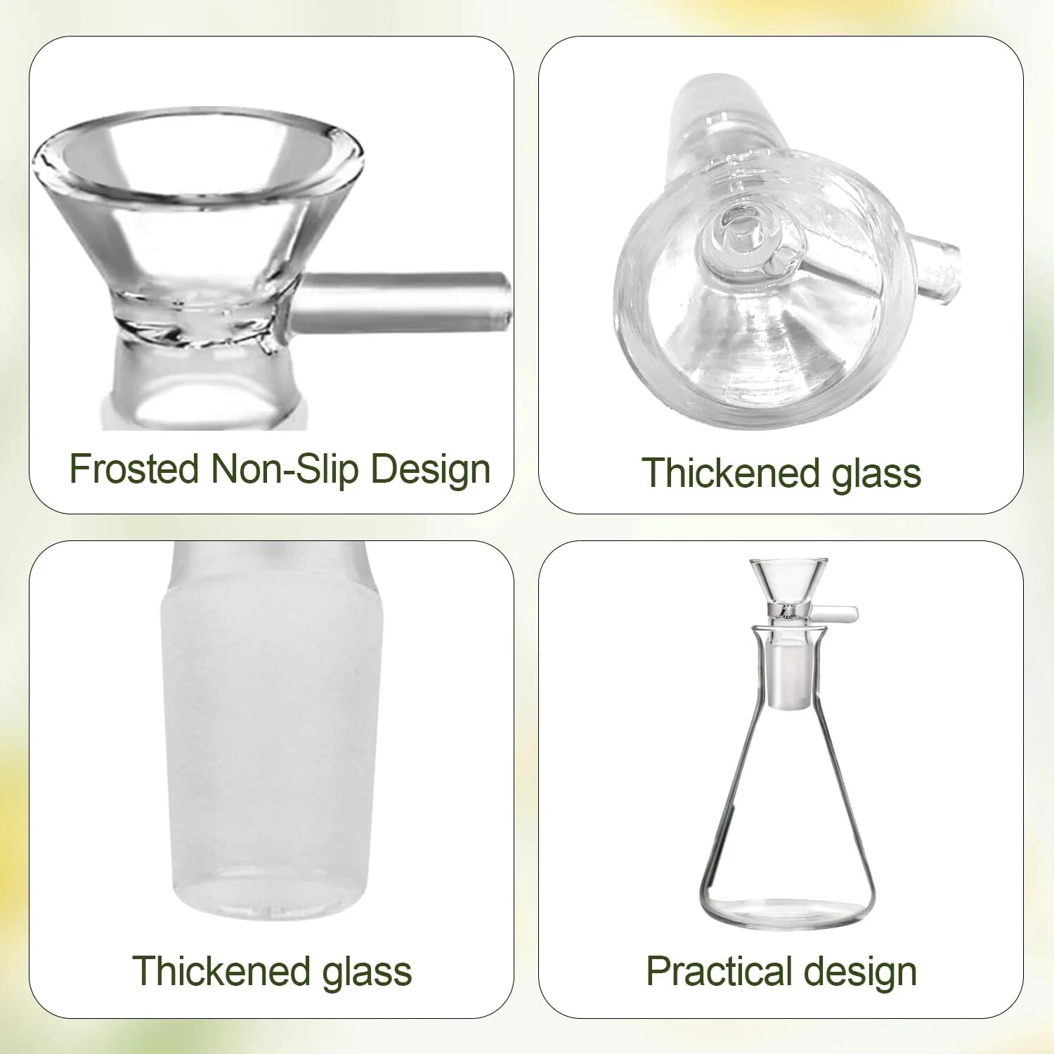 Glass Adapter 18mm Female to 14mm male, Double Glass Tube Adapter, Set of 5.