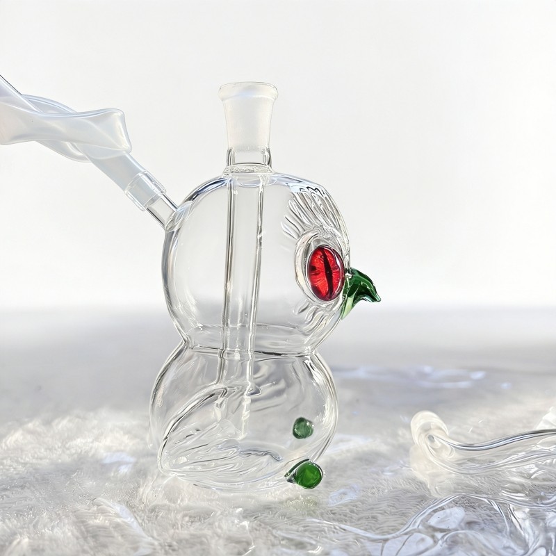 4&Prime; Cute Owl Mini Glass Bong Portable Tobacco Smoking Pipe w/10mm bowl +hose