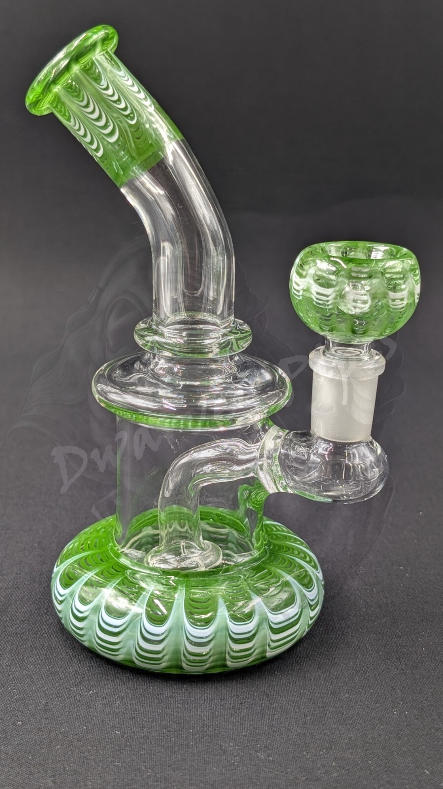 6.5&Prime; Inch Glass Hookah Water Pipe Bong Bent Neck Perc Green Swirl