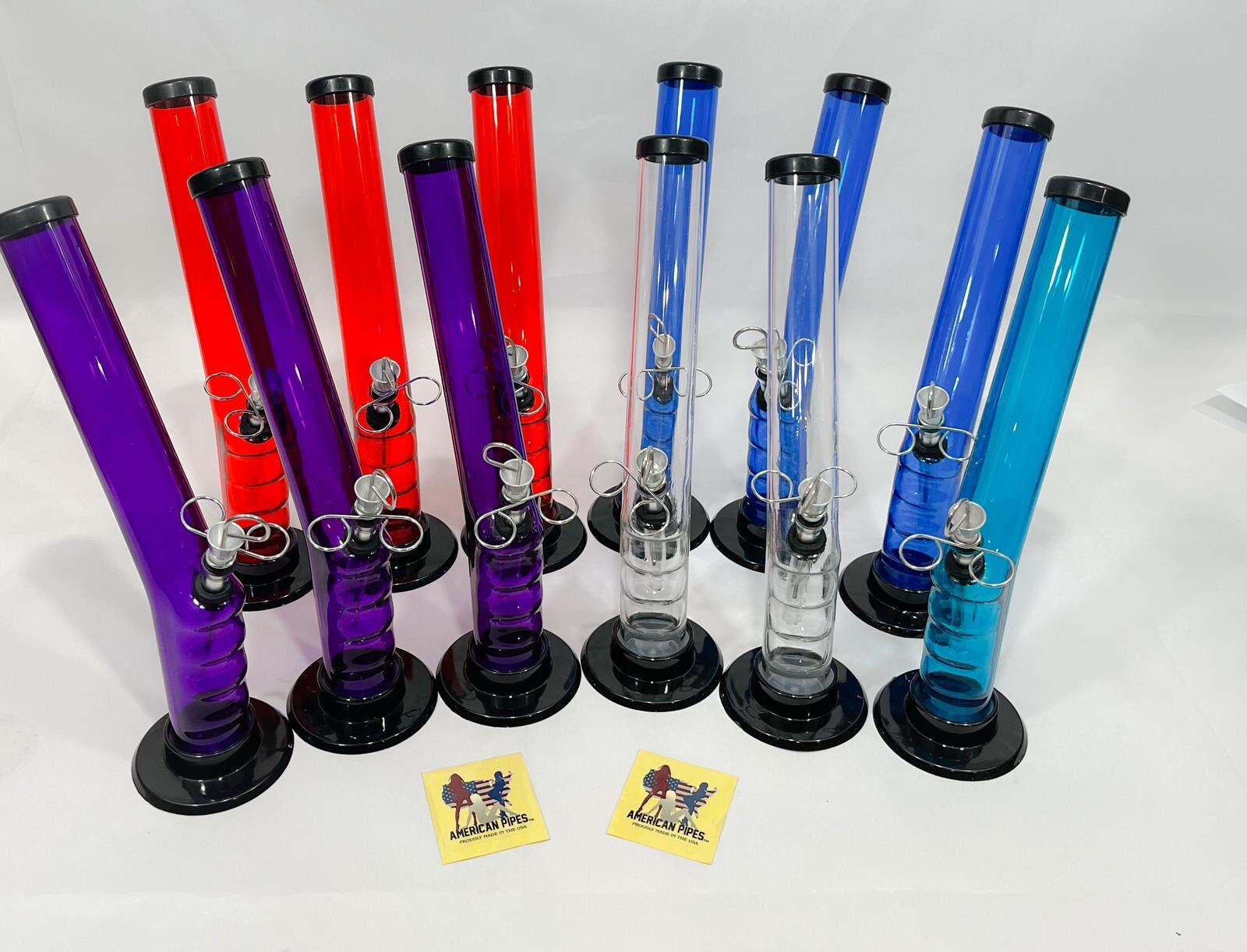LOT OF 12 PCS 1.5×12&Prime;GRIP ACRYLIC HOOKAH WATER PIPES PULL STEM ,POKER US MADE