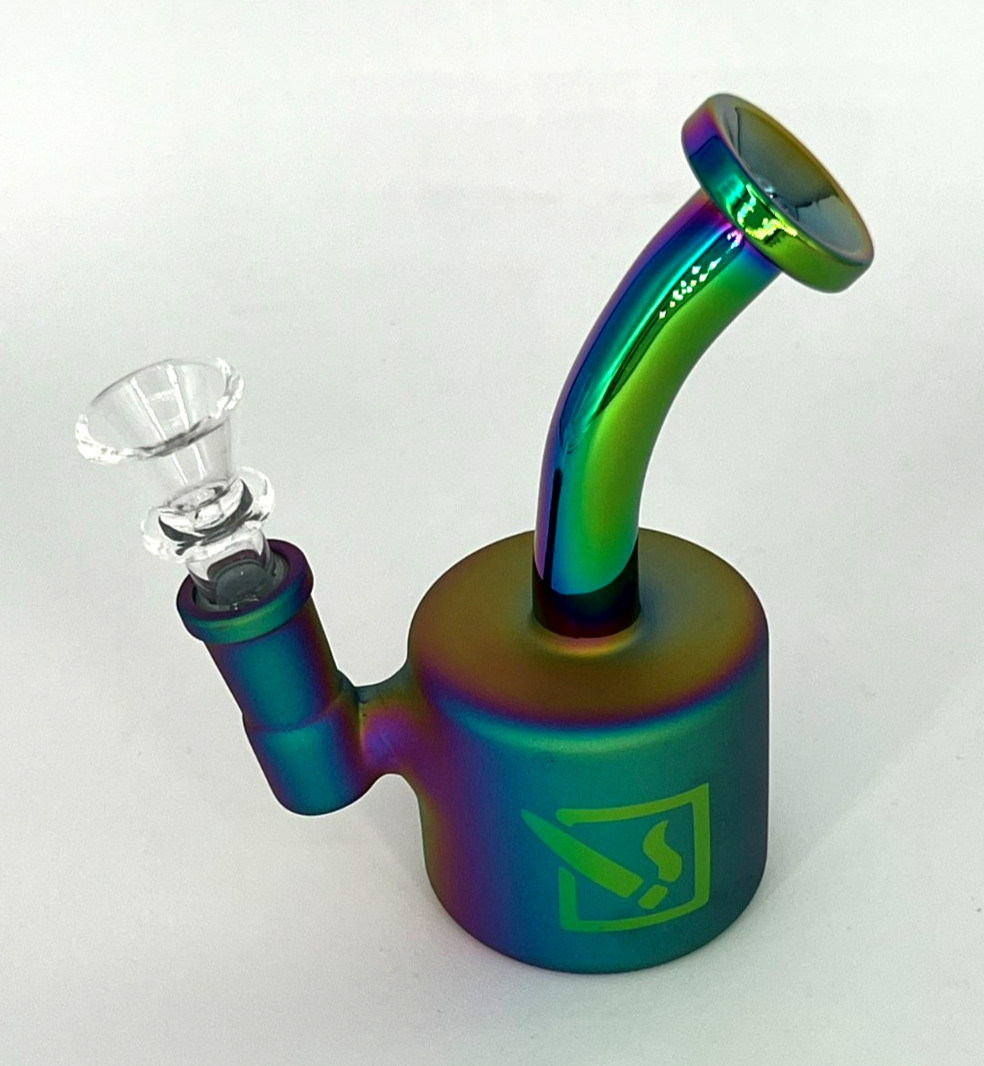 5&Prime; IRIDESCENT RAINBOW & PEARLESCENT PURPLE PERC RIG GLASS BONG – 2 FREE GIFTS