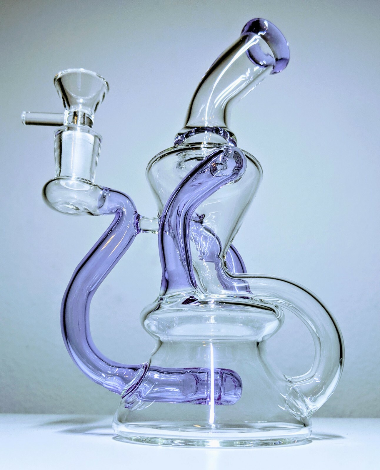 8&Prime; Purple Klein Vortex Recycler Tobacco Smoking Water Pipe Hookah Bubbler Bong