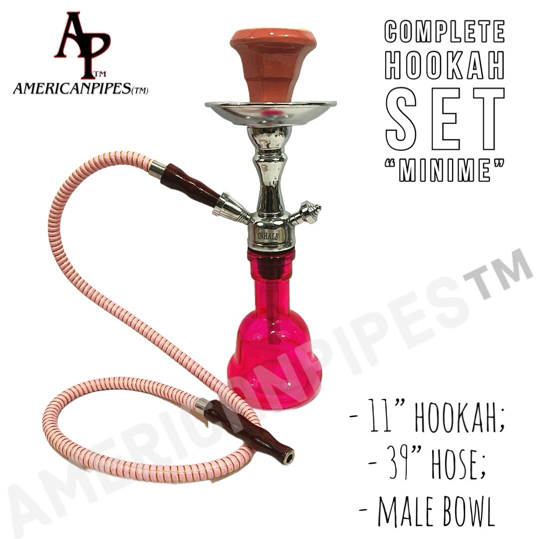 11 Inch Inhale®️ Mini Hookah With A Male Bowl And Glass Vase In A Box(PINK)