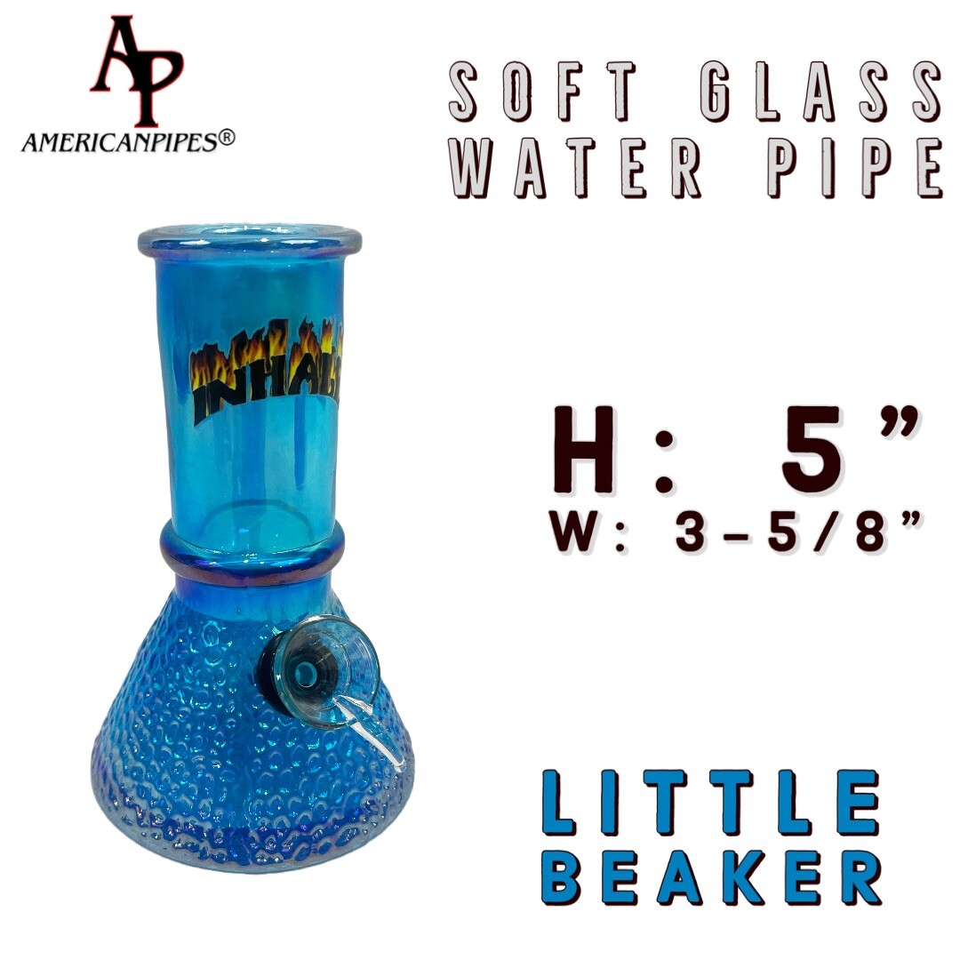 5” Little Beaker Water Pipe/ Heavy Soft glass Pipes By INHALE & AmericanPipes