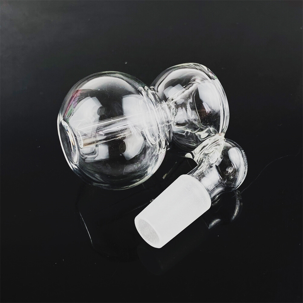2.1&Prime; Mini Clear 14mm Male 45° Ash Catcher Heavy Glass Bong Gourd Water Pipe