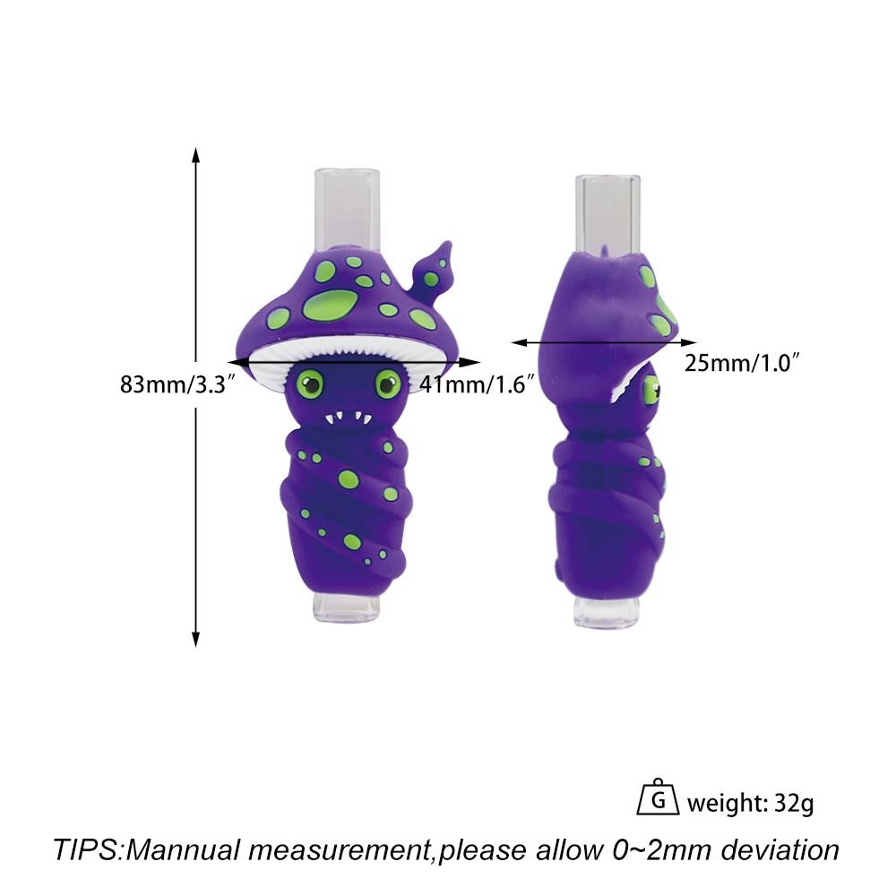 3.3 in Silicone Hookah Smoking Bong Shisha Water Pipe Glass Bowl-Mushroom Purple